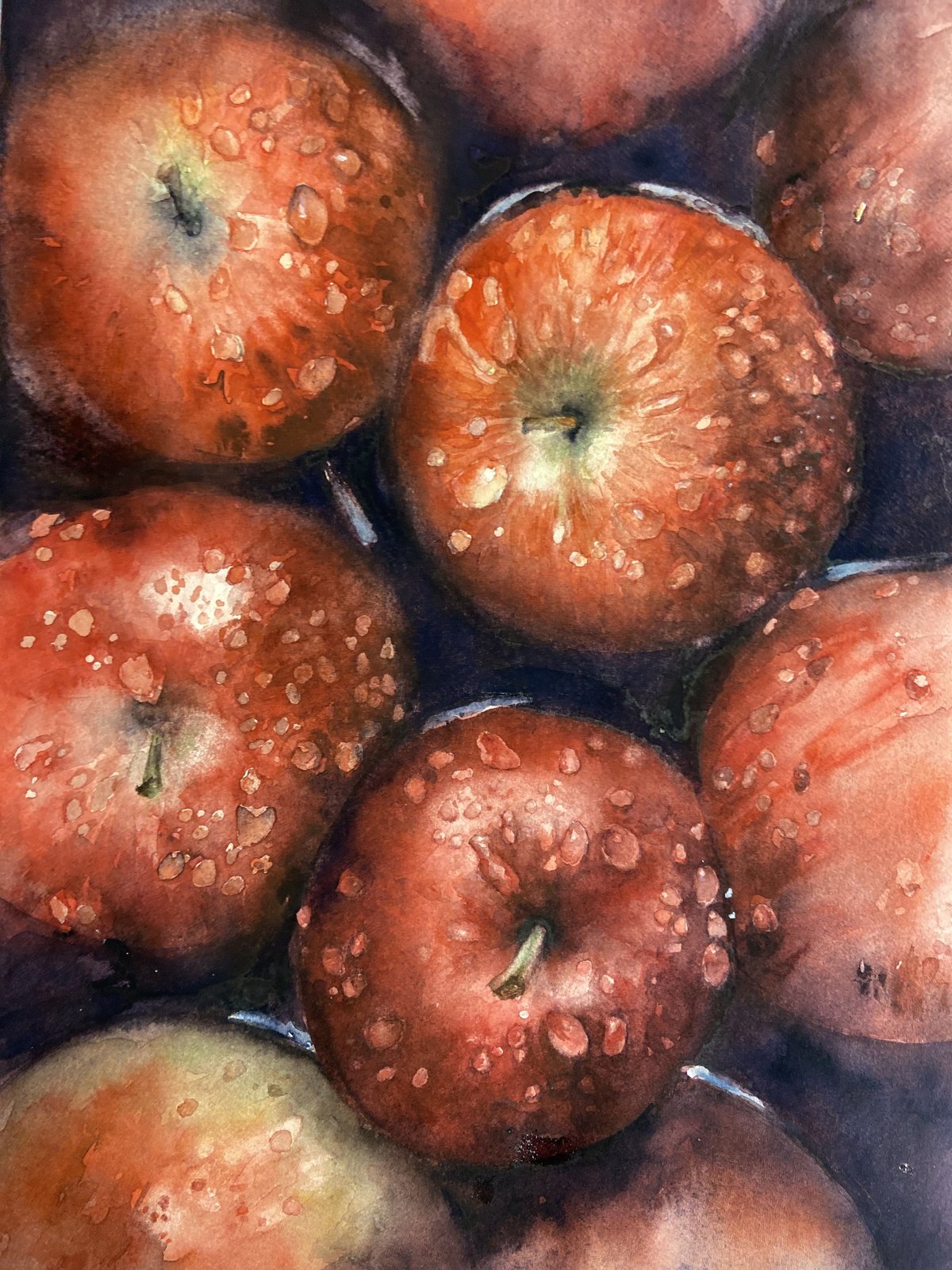 Apples, still life watercolor by Sarah Atalah Perrot